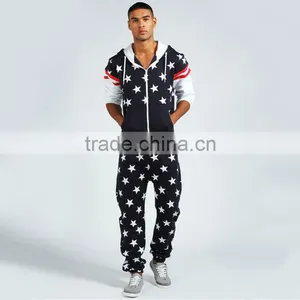 Hot Sale 100%cotton Star Print Hooded Onesie With Side Pocket Mens Onesie thumbnail-1