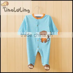 New Baby Winter Pajamas, Boys Stirpe Monkey Footed Pajamas, Toddler Footed Pajamas thumbnail-1