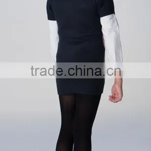 Fashion V Neck Cotton Short Sleeved Girls Argyle Sweater thumbnail-4