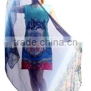 Fashion Women Chiffon Scarf Floral Print Drive Travel Shawl Beach Style Slik Wrap Pashmina thumbnail-6