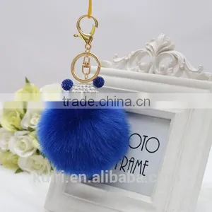 Faux Fur Pompom Key Chains Rhinestone Keychains Ladies Perfume Bottle Key Chain Rings Holder Cover Women Fmq-13 thumbnail-5