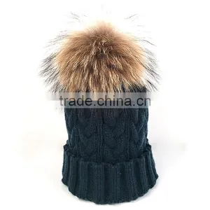 Myfur Classical Cable Knitting Hat and Cap Wholesale Men Beanie Hat Navy Color thumbnail-1