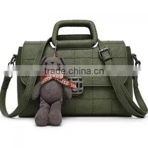 Korea Style Women PU Leather Green Shoulder Bag Polyester 82649 thumbnail-3