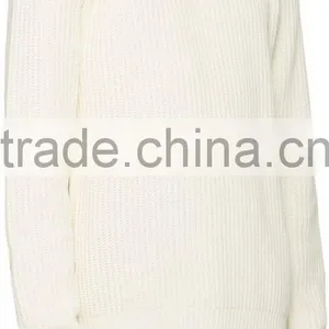Crew Neck Long Raglan Sleeve Ribbed Cotton Jersey Sweater in Off White for Men thumbnail-2