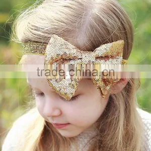 New Fashion Gold Sequin Bow Headband For Girl Pretty Girl Adornment Kids Wear HA90429-9 thumbnail-1