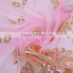 Imitation Silk Scarves & Wraps Rectangle Golden Pink Peacock Fashionable Scarf thumbnail-2