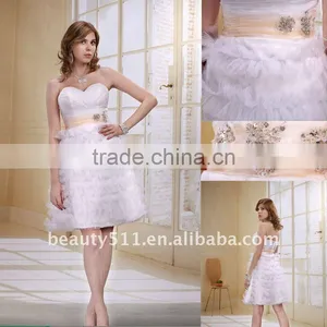 Astergarden Fashionable New Style Sweetheart Skirt With Sash Mini White Wedding Prom Cocktail Dress AS025 thumbnail-1