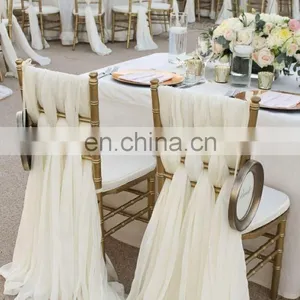 New Arrival Style White Chiffon Wedding Chair Cover Sashes thumbnail-2
