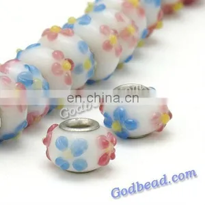 P523 Colourful Glass Bead Wholesale Handmade Murano Lampwork Glass European Beads Fit for Charm Bracelets thumbnail-1