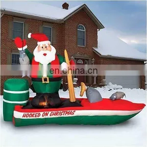 Inflatable Boating Santa Ornament for Christmas thumbnail-1