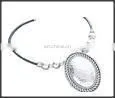 White Metal Necklace With Black Cord thumbnail-1