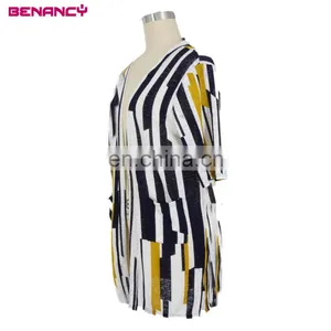 Benancy Stripe Long Summer Knitted Wear Sweater Cardigan Kimono Woman thumbnail-3