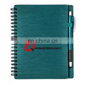 Mercury Spiral Round 70sheets Lined Notebook Set With Stylus Ball Pen and Solid Metallic Textured Cover thumbnail-4