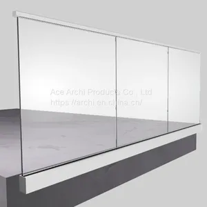 Aluminum U Channel Glass Balustrade With Stainless Steel Base Cover thumbnail-1