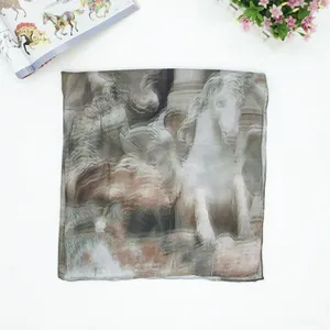Hangzhou Hand Rolled Custom Digital Print 100% Satin Silk Scarf thumbnail-2