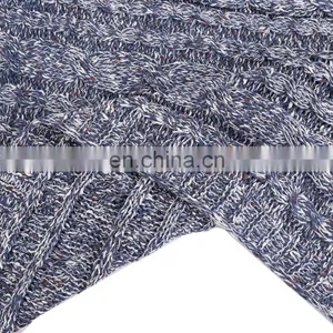 Factory Price Solid Color Navy Cable Knitted 100%Acrylic Blanket thumbnail-4