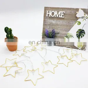 Holiday Decoration Christmas Led Light Metal Star Shaped String Lights Golden Fairy Lights For Home Party Decoration thumbnail-6
