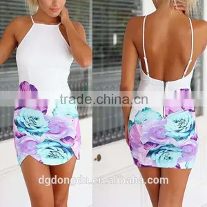 Free Shipping 2015 Fashion Women White Print Backless Sexy Dress Lady Celebrity Evening Casual Party Prom Club Dresses Vestidos thumbnail-4