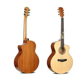 Solid Acoustic Guitar New Designed High Quality Fretboard Inlay Guitar 40 Inch Factory Wholesale OEM Quality Guitar thumbnail-3