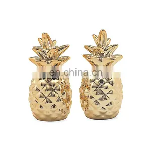 Pineapple Shape Gold Ceramic Figurine and Novelty Herb & Spice Tools Salt and Sugar Pepper Shakers thumbnail-1