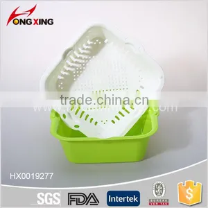 Dishwasher Safe Plastic Square Double Layer Collapsible Colander thumbnail-2