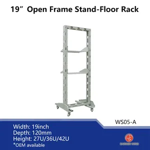 Factory Manufacturer WS05-A Floor Stand 19inch Open Frame Rack 27u/36u/42u for Network Equipment thumbnail-1