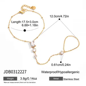 Gold Plated Stainless Steel Tennis Bracelet With CZ Drop Charm for Women Waterproof Adjustable Chain Bracelet Jewelry Wholesale thumbnail-1
