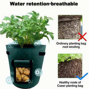 Durable PE Potato Planting Bags Eco-friendly Vegetable Grow Bag With Flap and Handles Greenhouse Garden Pot thumbnail-4