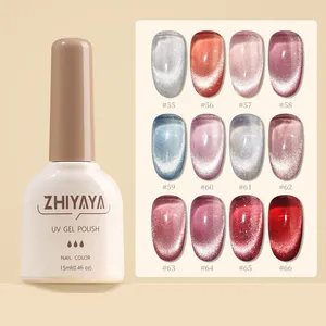 Versatile Crystal-Effect Cat Eye Gel Nail Polish Gel Translucent Ice-Clear Gel Milk Tea Shades Trending Nail Art Colors thumbnail-3