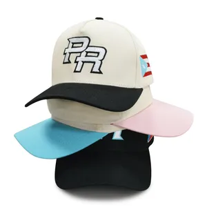 Custom Embroidered Logo Unisex Frame A-frame 5 Panel Curved Brim Bill Snapback Waterproof Dobby Dot 2-Tone Baseball Caps thumbnail-1