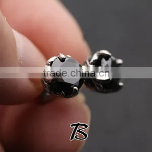 Cheap Wholesale Charm Girl's Black Diamond Stud Earrings thumbnail-5