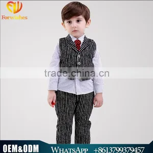 2016 Wholesale New Arrival British Striped Vest Three-piece Baby Boy Set Plaid Shirt With Tie Baby Boy Clothes Suit thumbnail-1