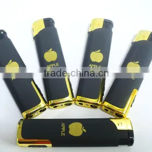 Rubber Surface Electronic Windproof Butane Gas Lighter With Led Torch thumbnail-2