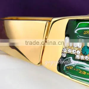 New Design Green Color Enamel Crystal 18k Gold Bangle Saudi Arabia Jewelry thumbnail-5