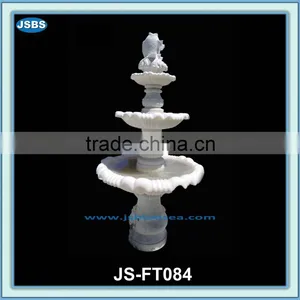 White Stone 3 Tier Garden Fountain With Fish Sculpture thumbnail-1
