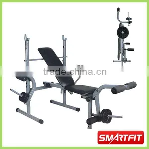Foldable Weight Bench With Barbell and Plate Rack Portable Gym Exercise Equipment thumbnail-1