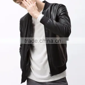 Plain Style With Nice Pockets Custom Man Fashion Leather Jacket thumbnail-1