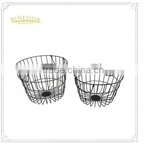 Antique Black Iron Storage Basket, Garden Wire Storage Basket Holder thumbnail-1
