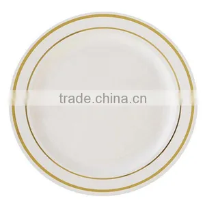 6'' Round Disposable Plastic Plate With Gold and Silver Rim thumbnail-3