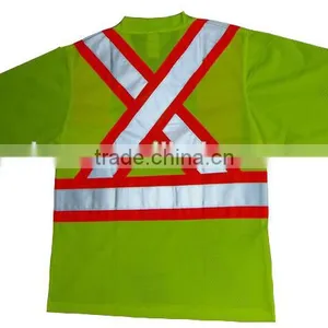 Short Sleeve Man Reflective Safety Polo Shirt V-neck Yellow Color Shirt Mesh Fabric thumbnail-2