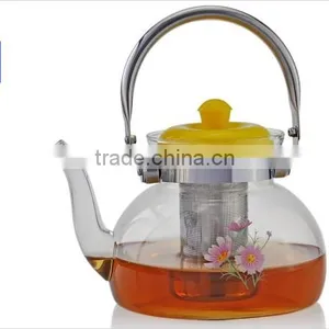 Hot Selling Customized Transparent Heat-reisistant Glass Teapot With Stainless Steel Infuser/Filter/Strainer thumbnail-1