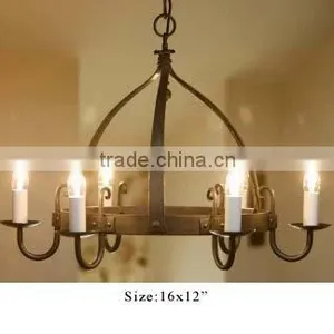 Hanging Iron Chandelier, Wrought Iron Chandeliers, Black Wrought Iron Chandelier thumbnail-1