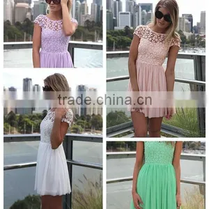 Marvelous Gorgeous Splendid and Posh Chiffon Dress Lace New Fashion Ladies Dress, New Model Girl Dress 2015, Wedding Party Dress thumbnail-1