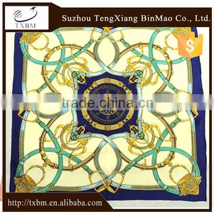 Brand Like Scarf 100% Silk Charmeuse Digital Printed Square Silk Scarves 90x90cm thumbnail-1