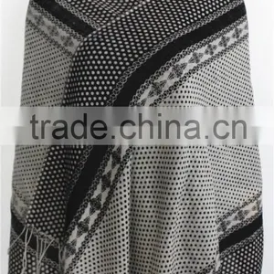 White and Black Dot Wool Long Scarf thumbnail-1