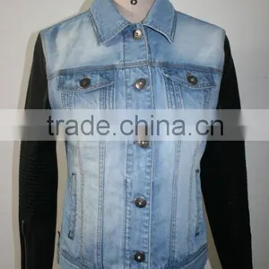 Slimfit Women Jeans Jacket With PU thumbnail-1