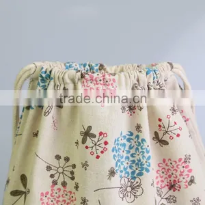 2016 Environmental Recycle Cotton Canvas Bag Factory Customize Canvas Drawstring Bag Double Draw String Bag thumbnail-4