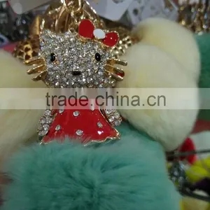 Fur Pompom Maker/fox Fur Ball Keychian/colourful Rabbit Fur Pom Pom Ball for Keyring and Bags thumbnail-3