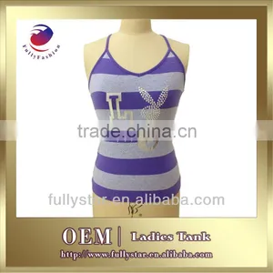 Cotton City t Shirts Sleeveless Yarn Dyed Stripe Printed thumbnail-1