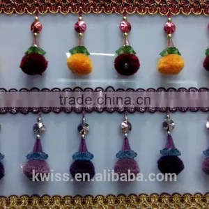 Fashion Design Curtain Pompom Tassel Fringe Trim thumbnail-1
